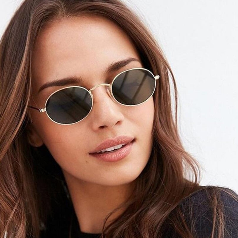 2019 Oval Women Sunglasses Men Glasses Lady Luxury Retro Metal Sun Glasses Vintage Mirror UV400 oculos de sol